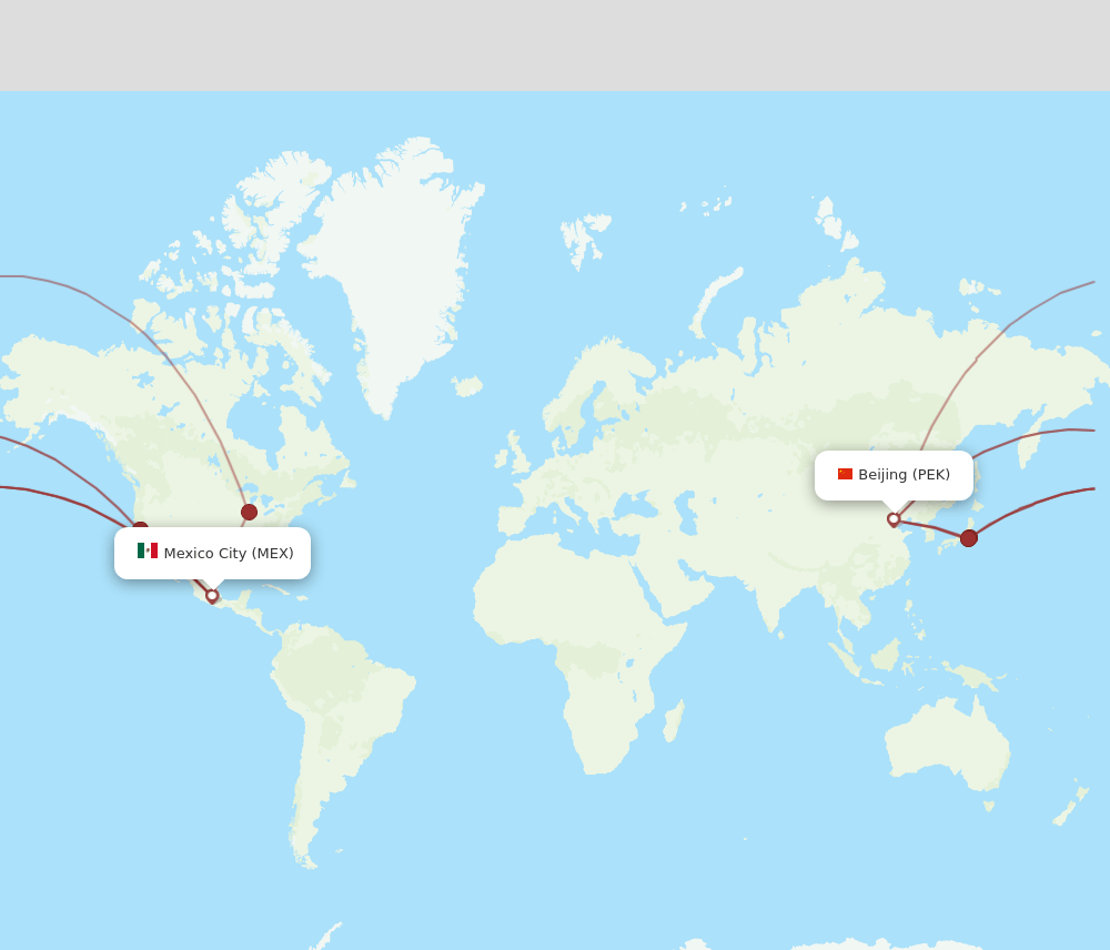 PEK-MEX flight routes