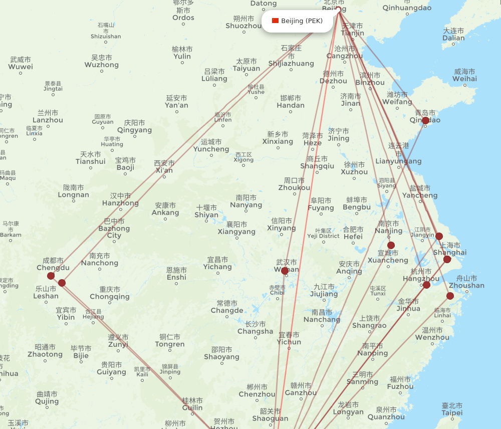 PEK-MFM flight routes