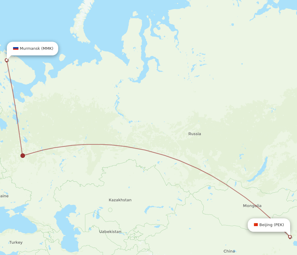 PEK-MMK flight routes