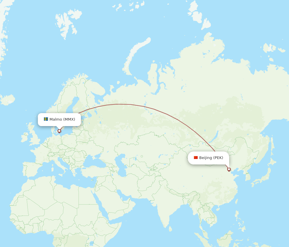 PEK-MMX flight routes