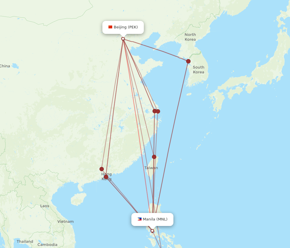 PEK-MNL flight routes