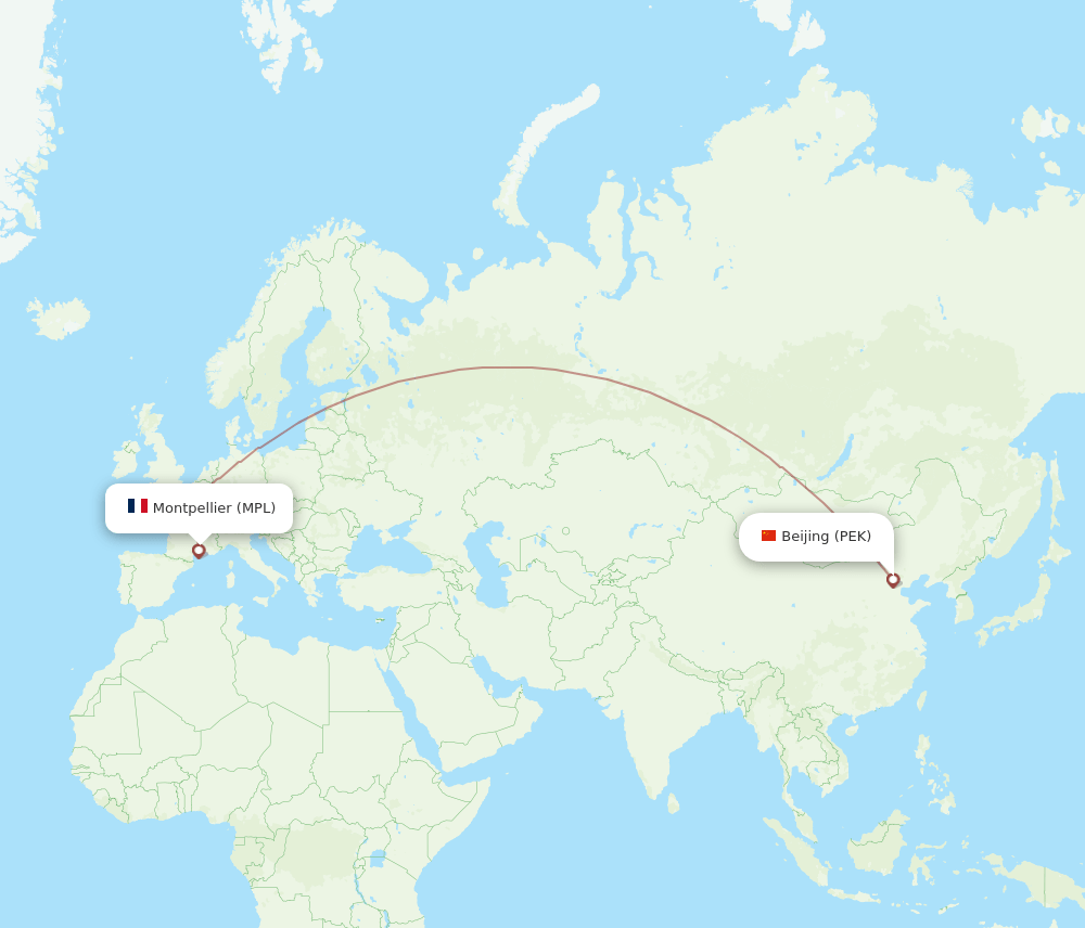 PEK-MPL flight routes
