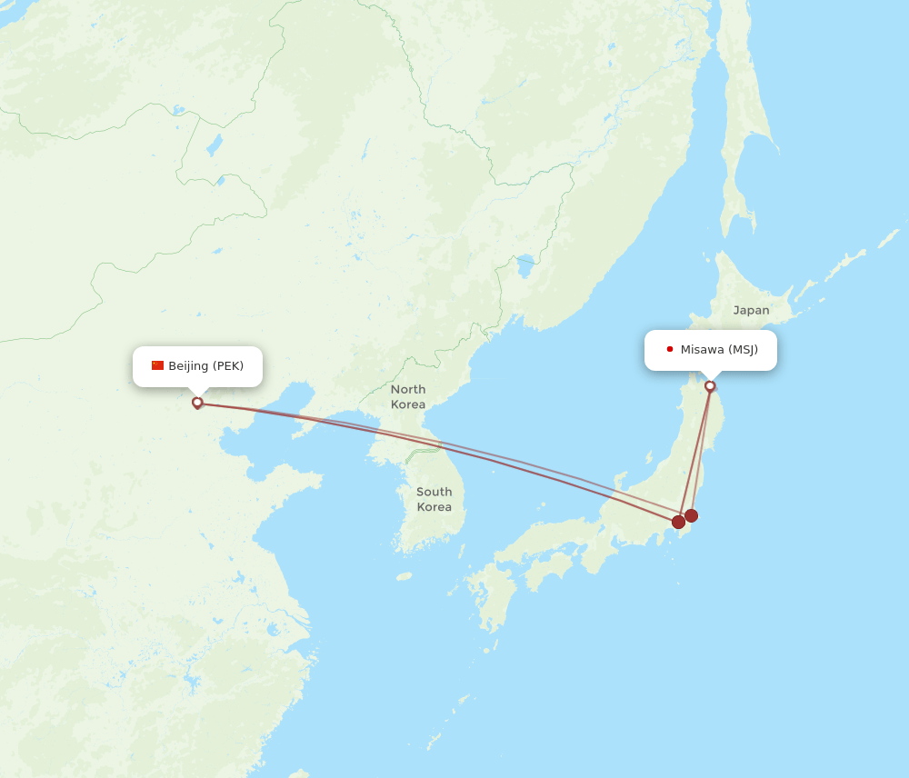 PEK-MSJ flight routes