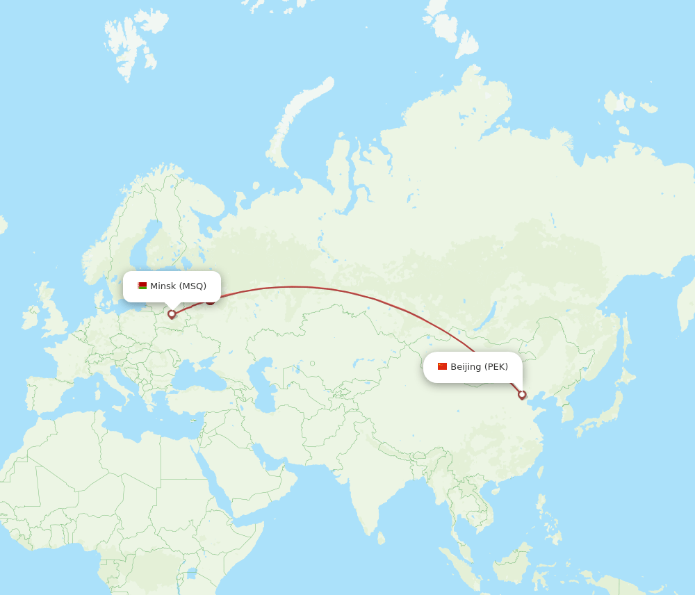 PEK-MSQ flight routes