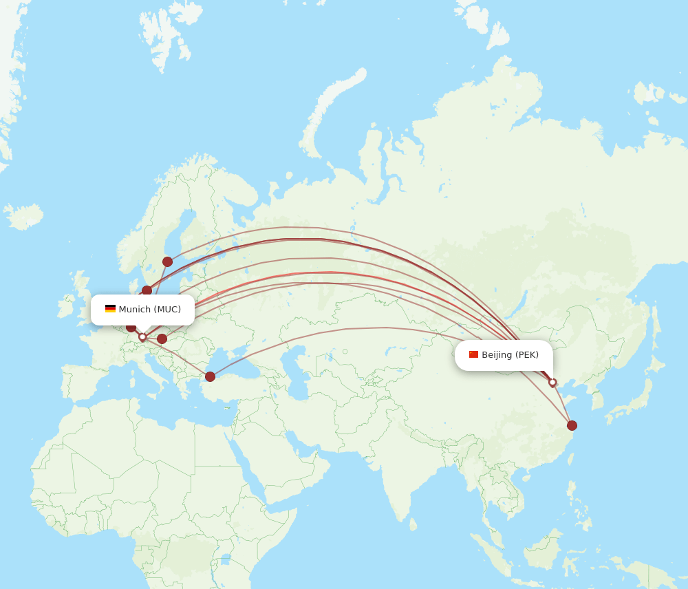 PEK to MUC flights and routes map
