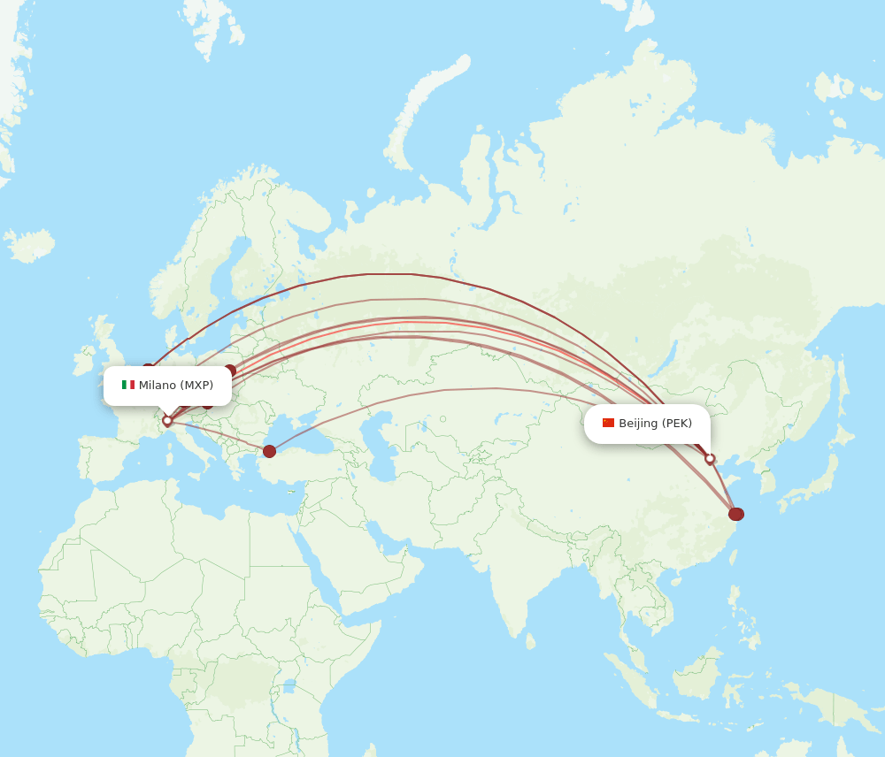 PEK-MXP flight routes