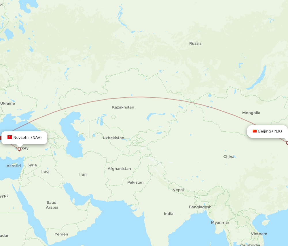 PEK-NAV flight routes