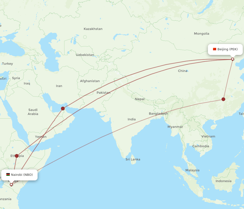 PEK-NBO flight routes