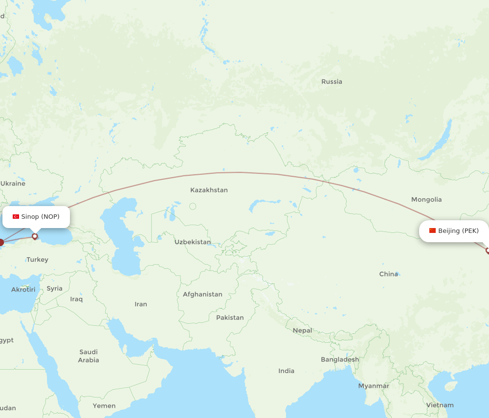 PEK-NOP flight routes