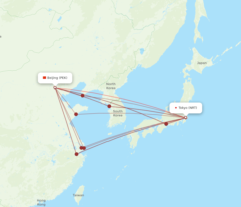 PEK-NRT flight routes