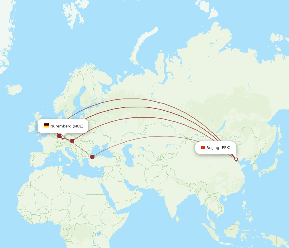 PEK-NUE flight routes