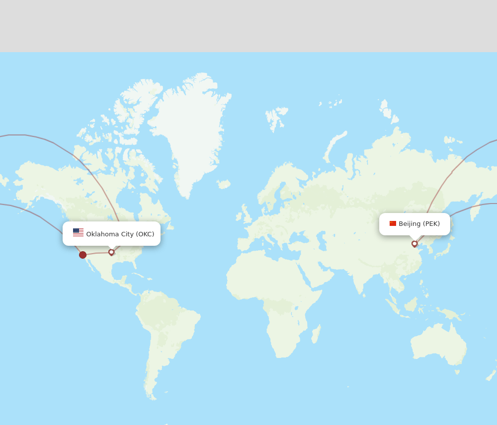 PEK-OKC flight routes