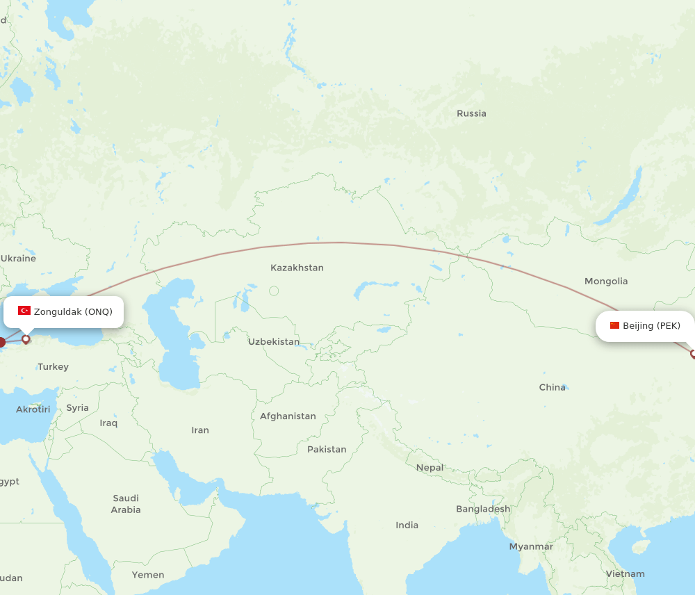 PEK-ONQ flight routes