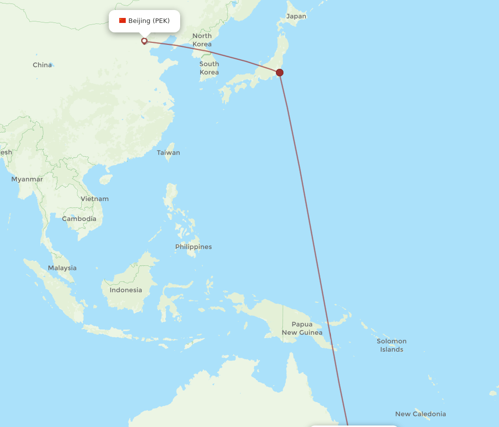 PEK-OOL flight routes