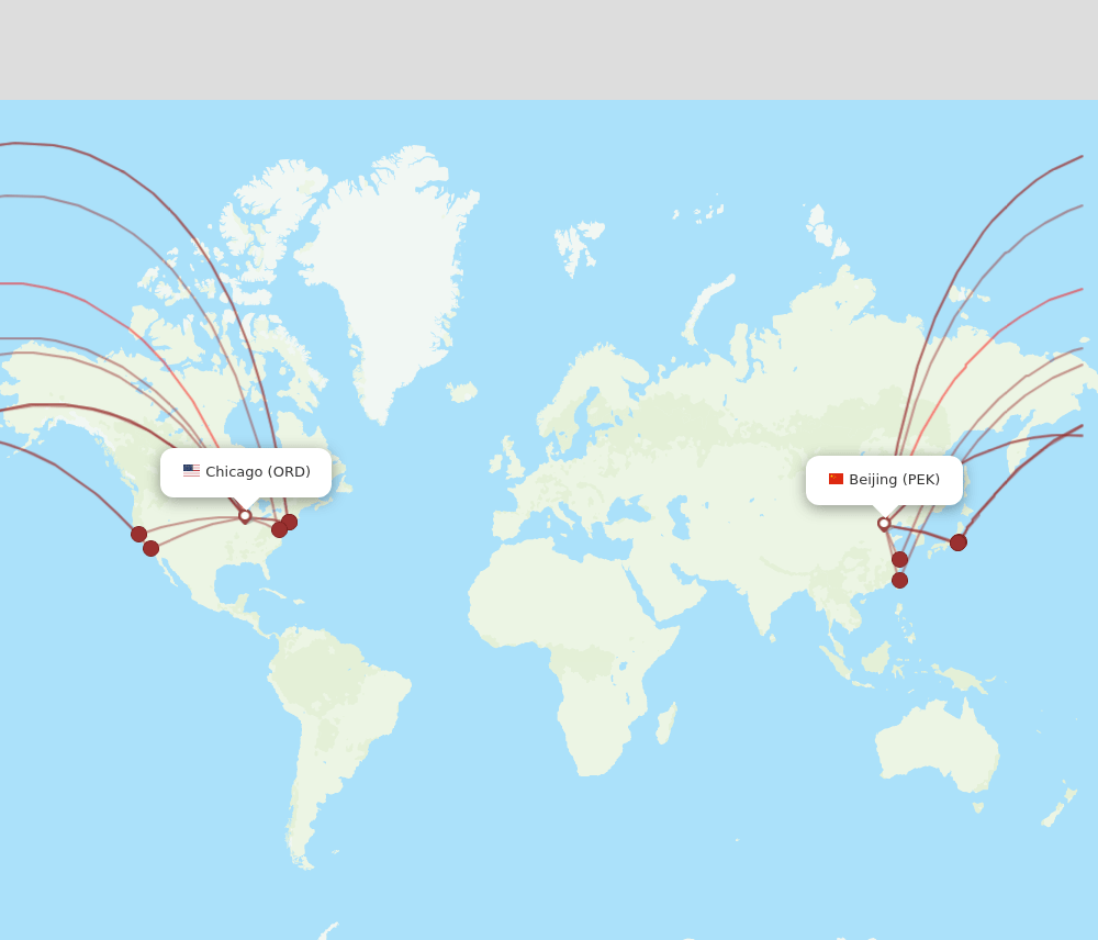 PEK-ORD flight routes