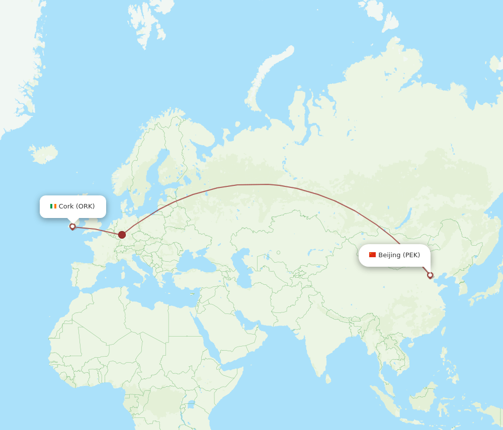 PEK-ORK flight routes