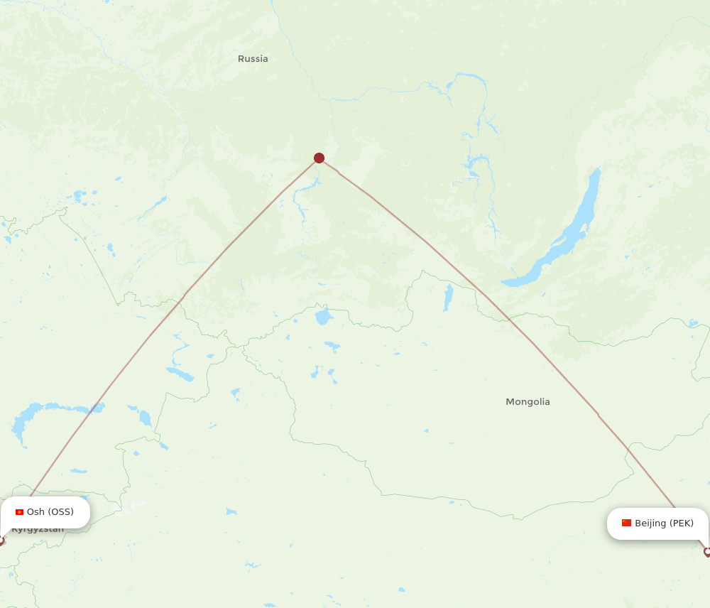 Osh - Beijing route map and flight paths