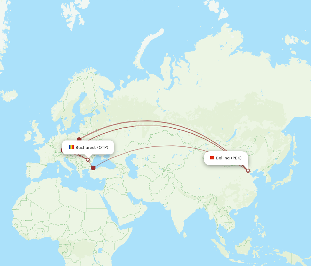 PEK-OTP flight routes