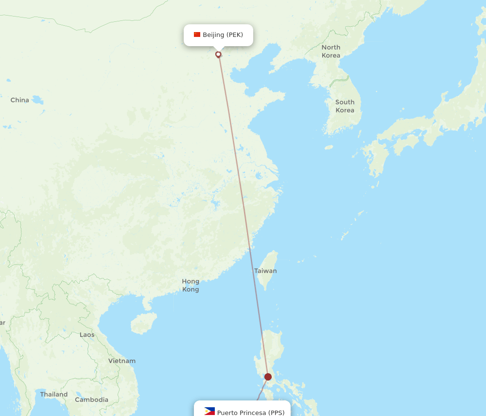 PEK-PPS flight routes
