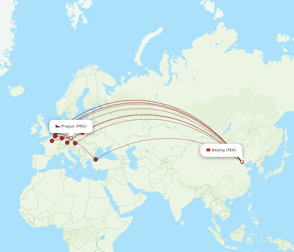 PEK-PRG flight routes