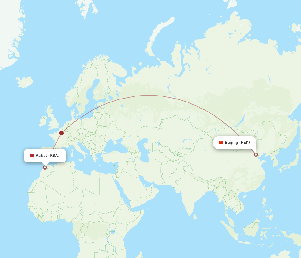 PEK-RBA flight routes