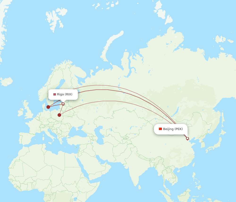 PEK-RIX flight routes