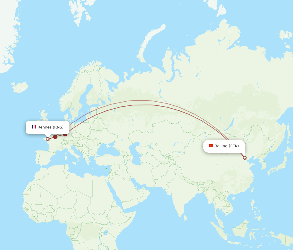 PEK-RNS flight routes