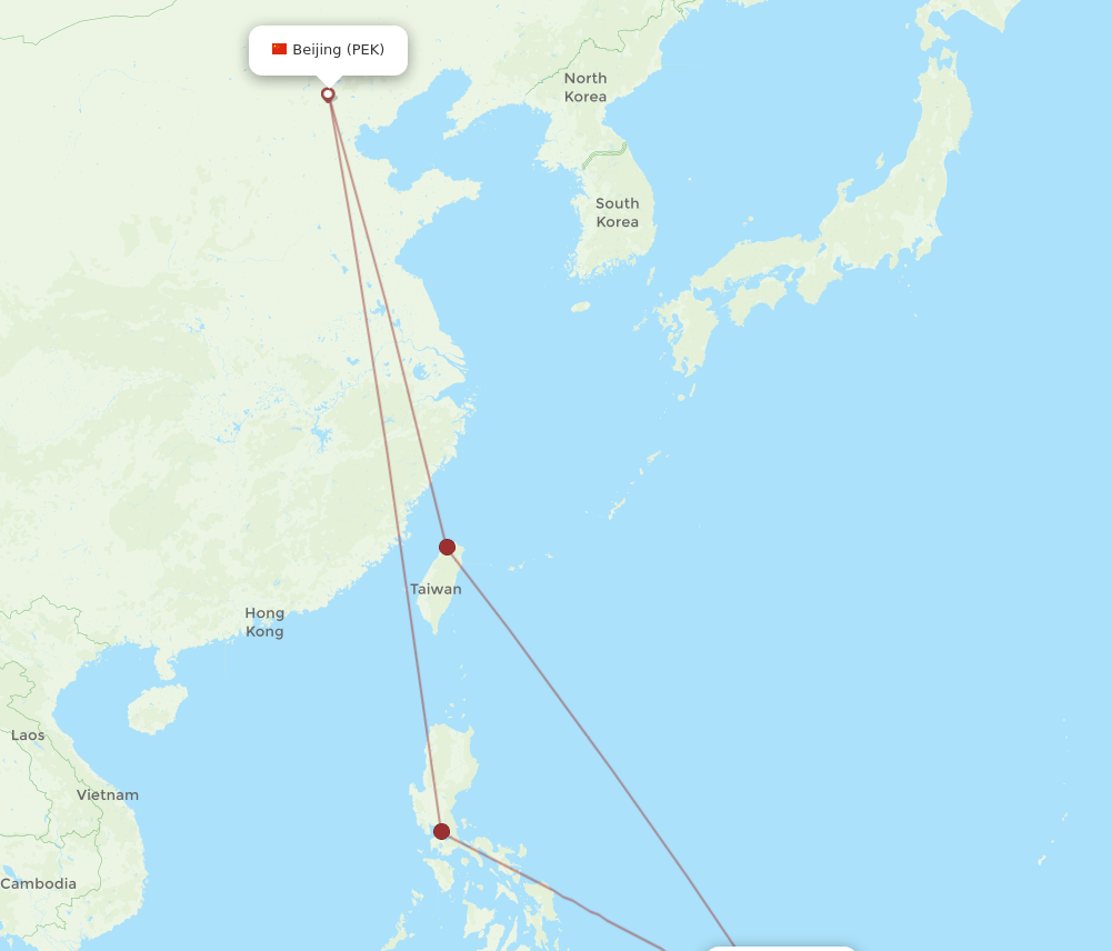 PEK to ROR flights and routes map