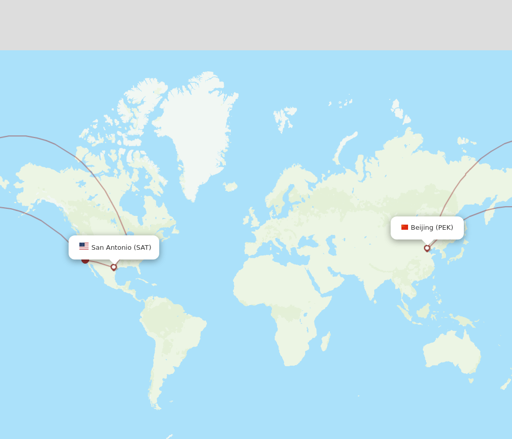 PEK-SAT flight routes