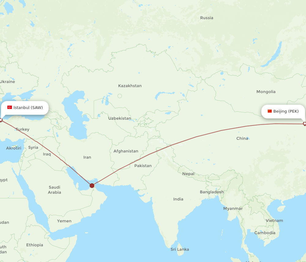 PEK-SAW flight routes