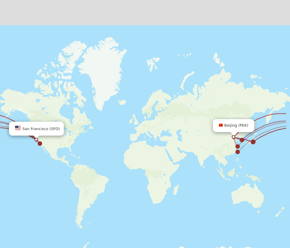 PEK to SFO flights and routes map