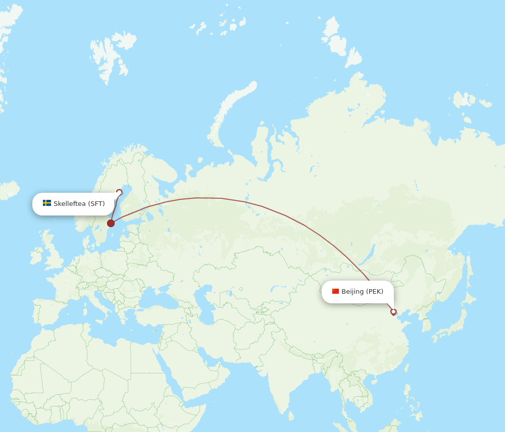 PEK-SFT flight routes