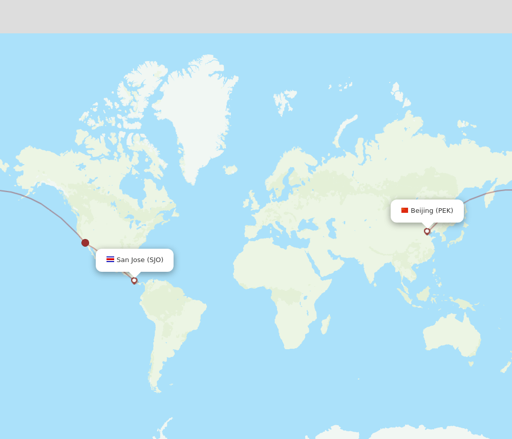 PEK-SJO flight routes
