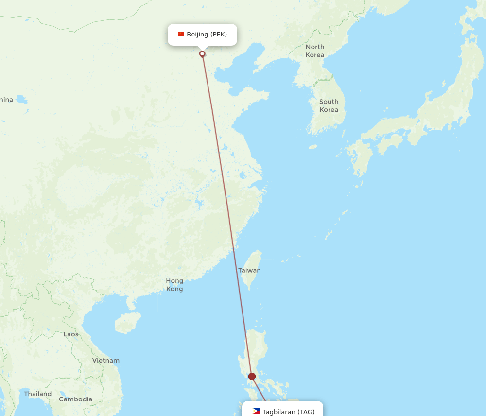 PEK-TAG flight routes