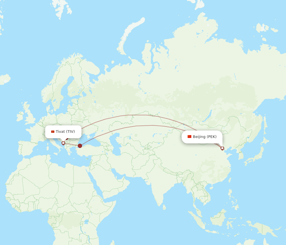 PEK-TIV flight routes