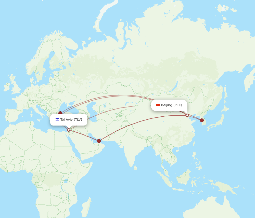 PEK-TLV flight routes