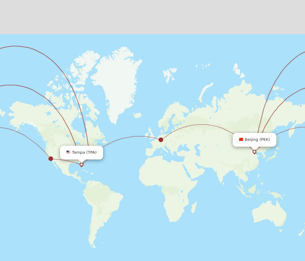 PEK-TPA flight routes
