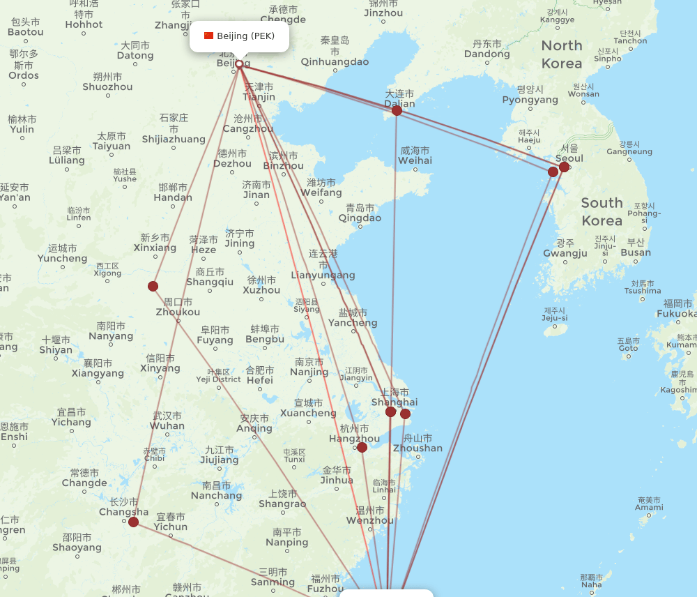 PEK-TPE flight routes