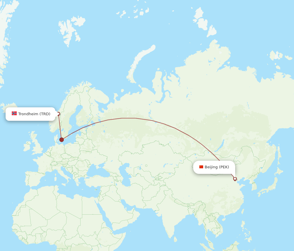 PEK-TRD flight routes