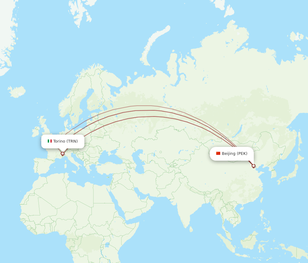 PEK-TRN flight routes