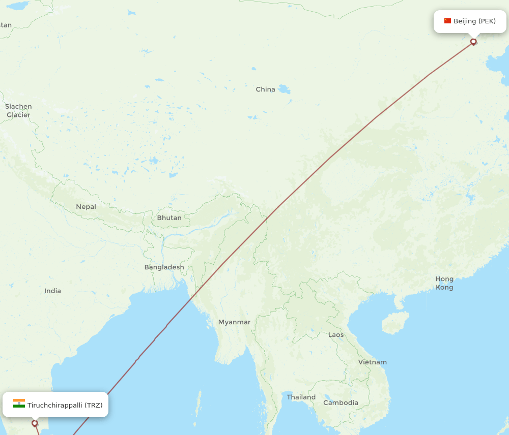 PEK-TRZ flight routes