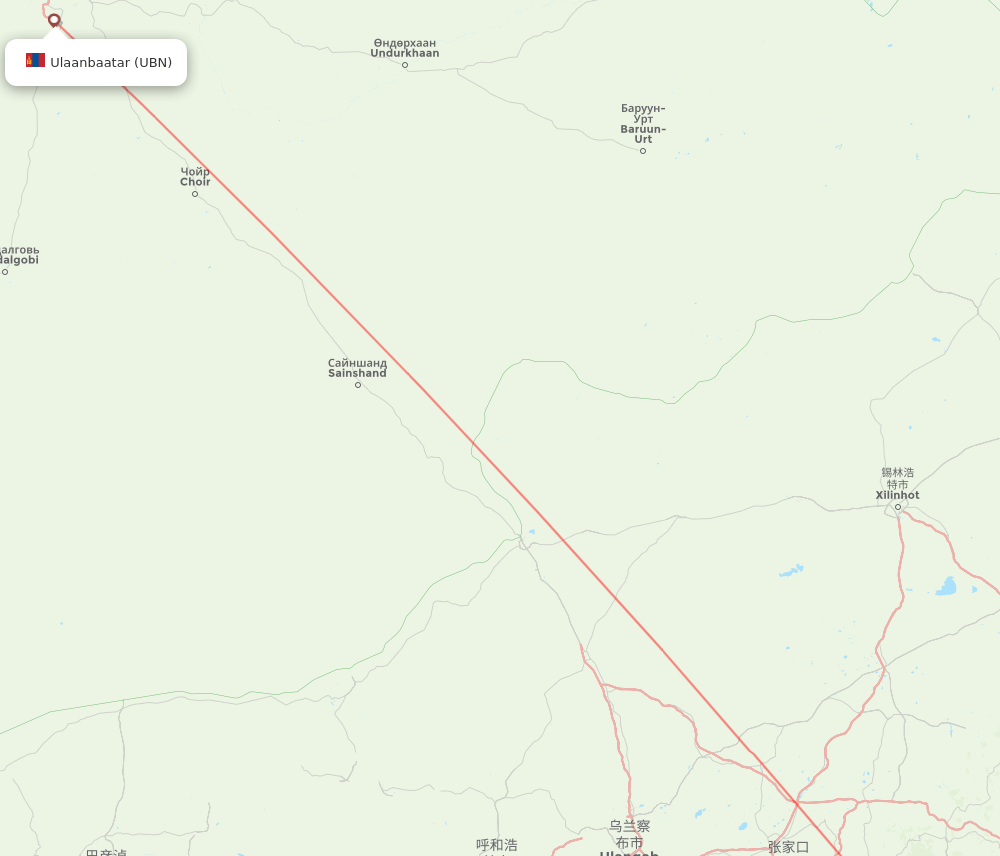 PEK-UBN flight routes