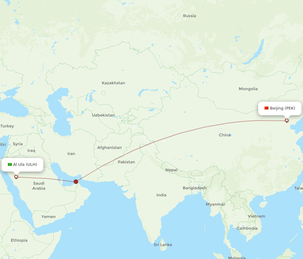 PEK-ULH flight routes