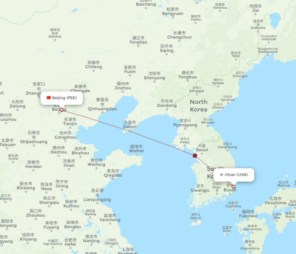 PEK-USN flight routes