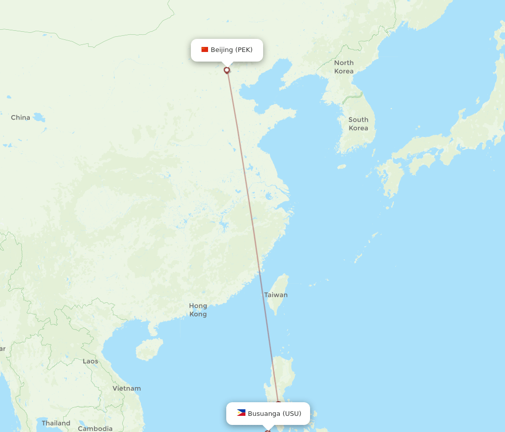 PEK-USU flight routes