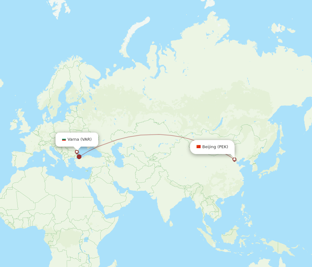 PEK to VAR flights and routes map