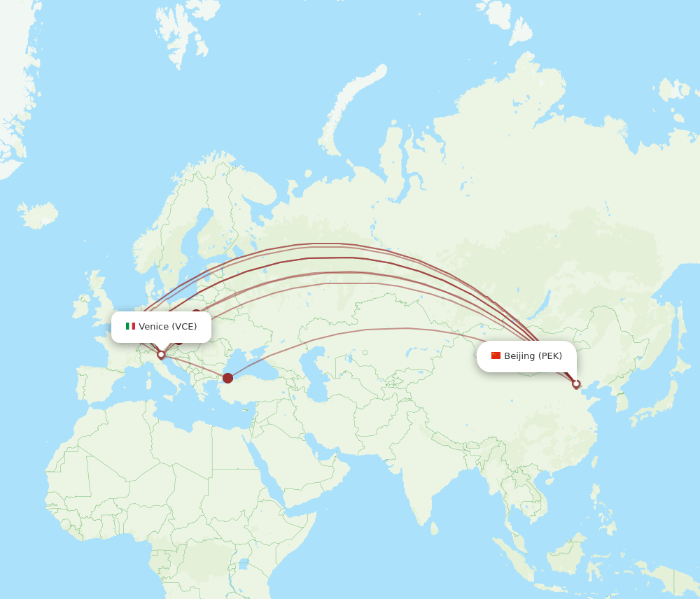 PEK-VCE flight routes