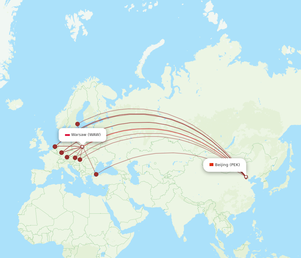 PEK-WAW flight routes