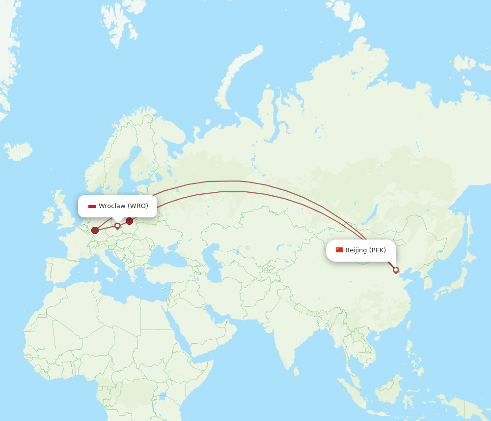 PEK-WRO flight routes