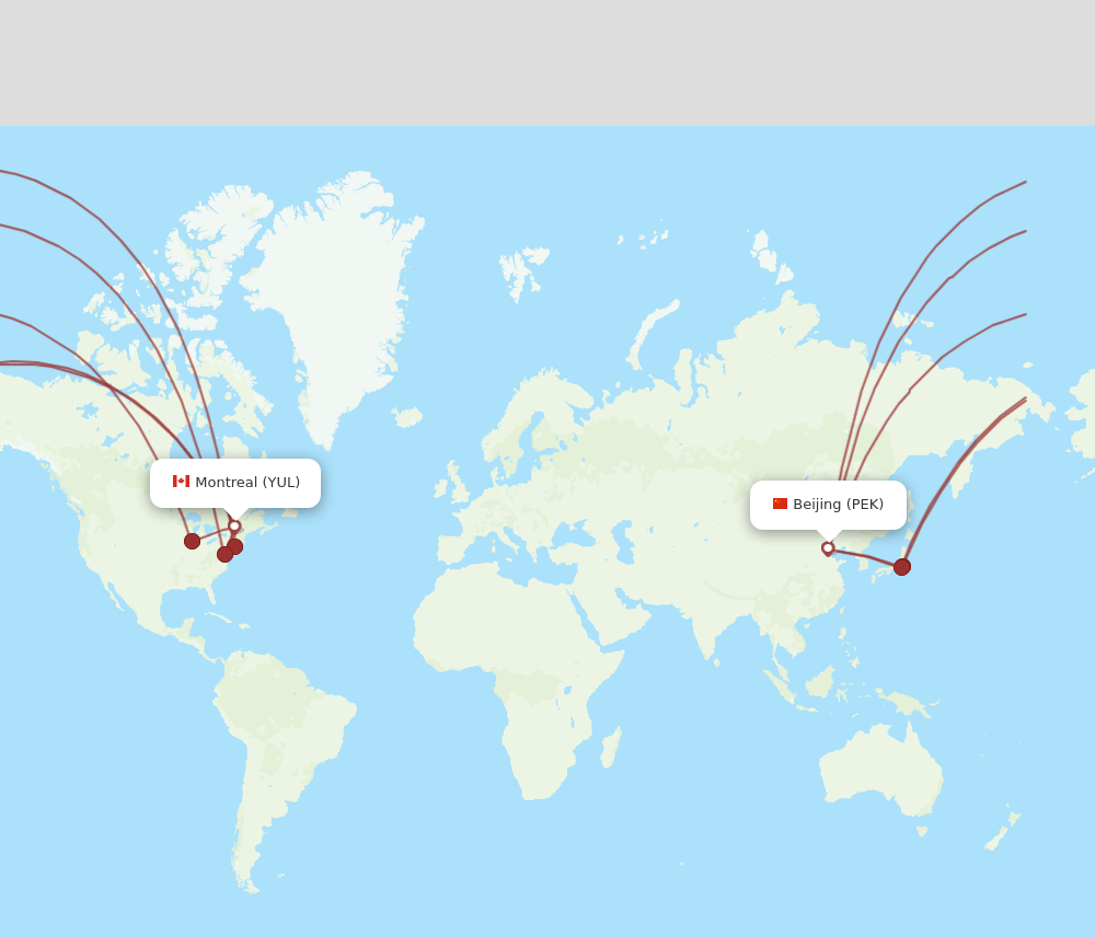 PEK-YUL flight routes